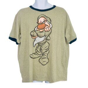 Grumpy Seven Dwarfs Disney Studio Collection Mens XL Ringer TShirt Green